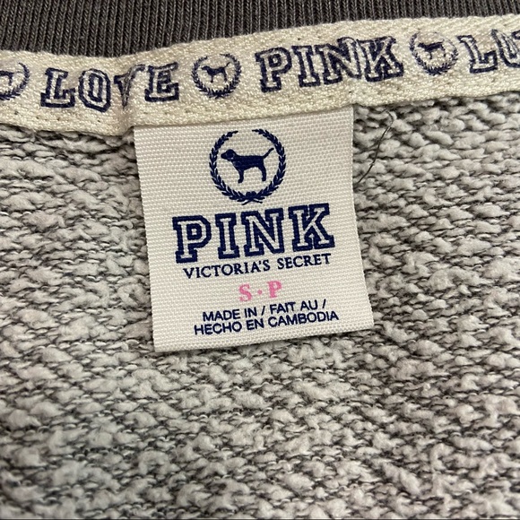 PINK Victoria’s Secret Campus V-Neck Gray Longsleeves Sweatshirt - Size: Small - Picture 3 of 11